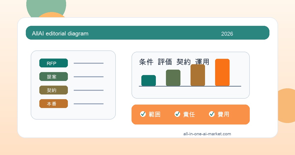 AI開発 知財 成果物 権利 RFPに関連するRFP、評価、契約、運用条件を整理したAI開発発注図解